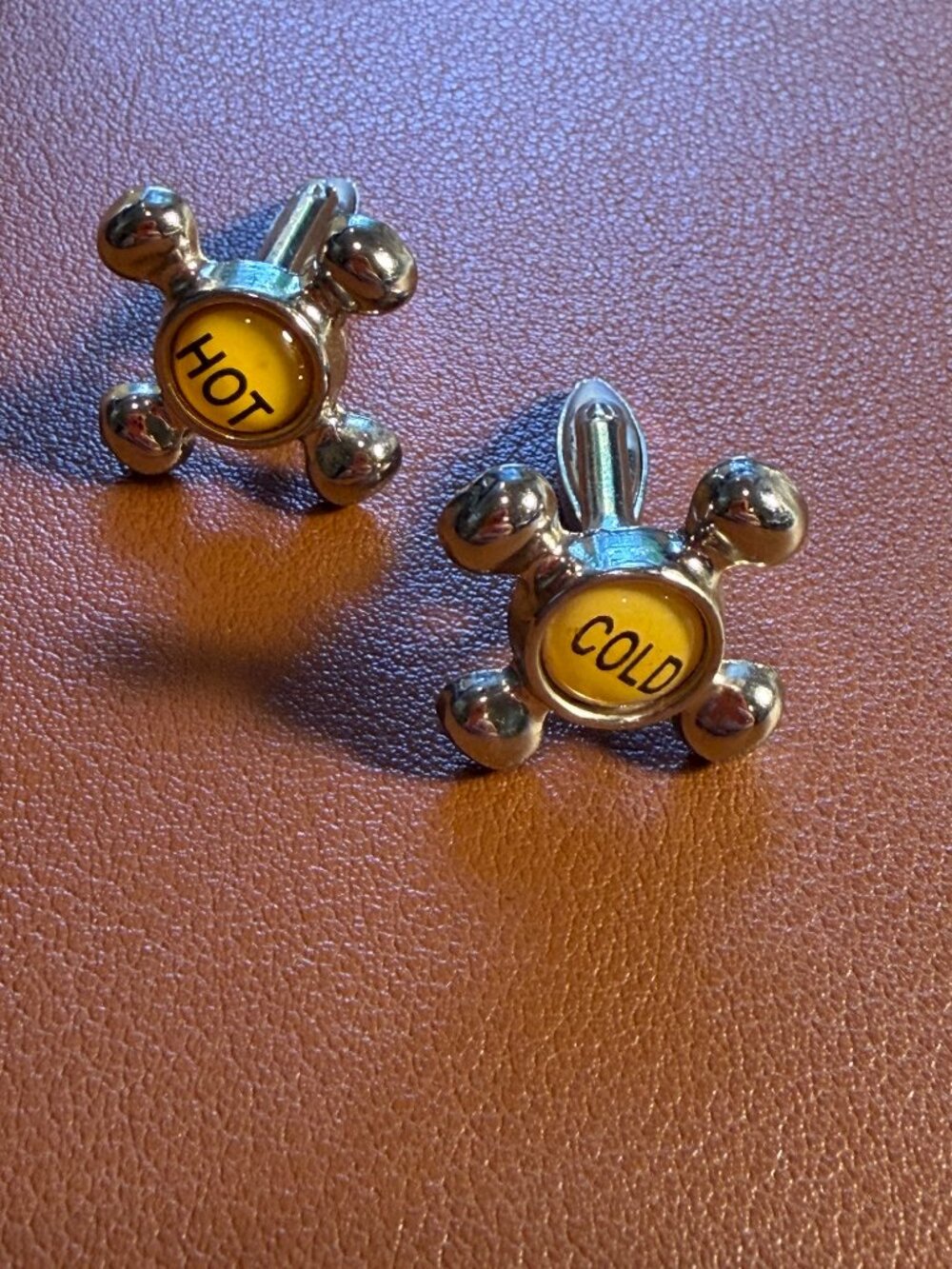 Silver tone "hot and cold" cufflinks